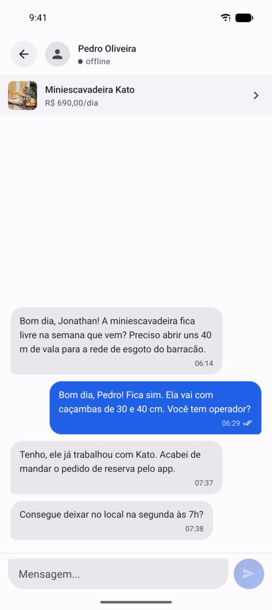 Conversa no app ProntoLoc